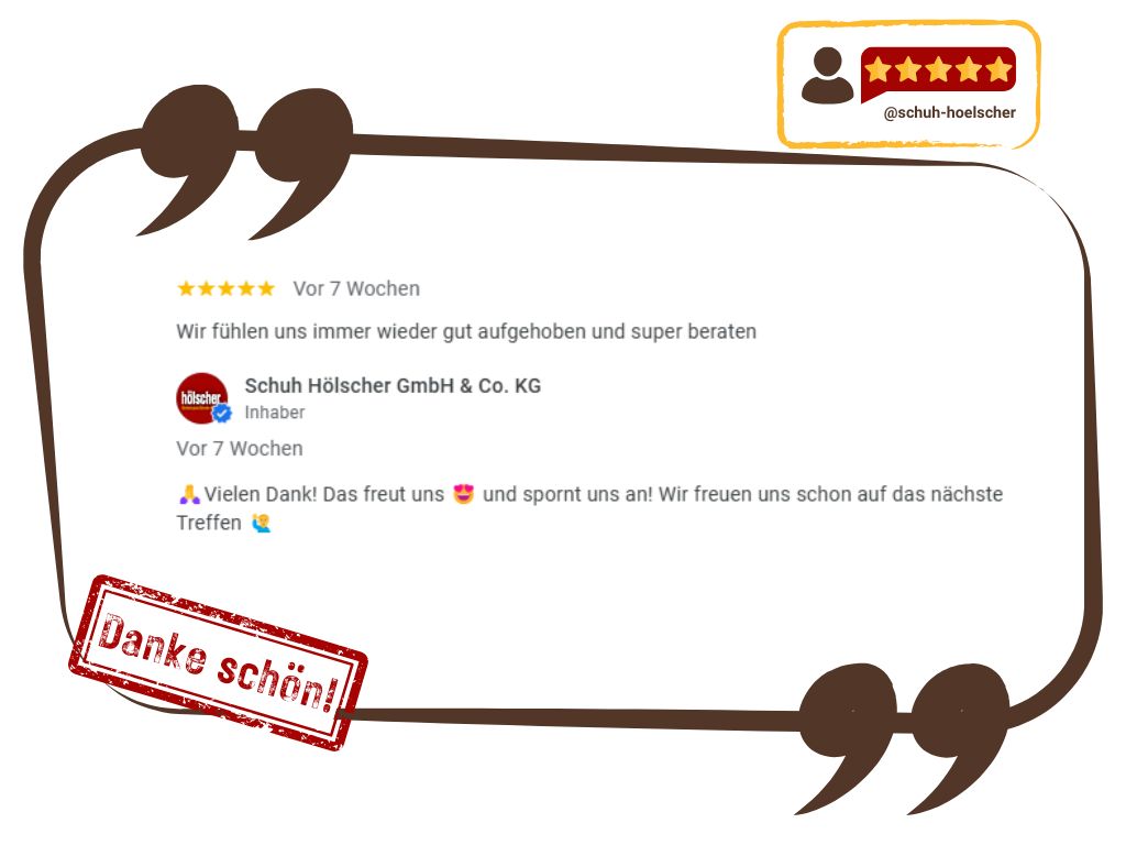 Text einer Google Bewertung: Wir fühlen uns immer wieder gut aufgehoben