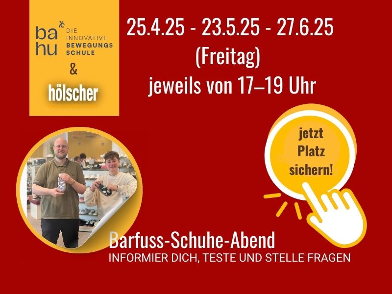 Veranstaltungshinweis für Barfuß-Schuh-Abende mit Anmeldelink