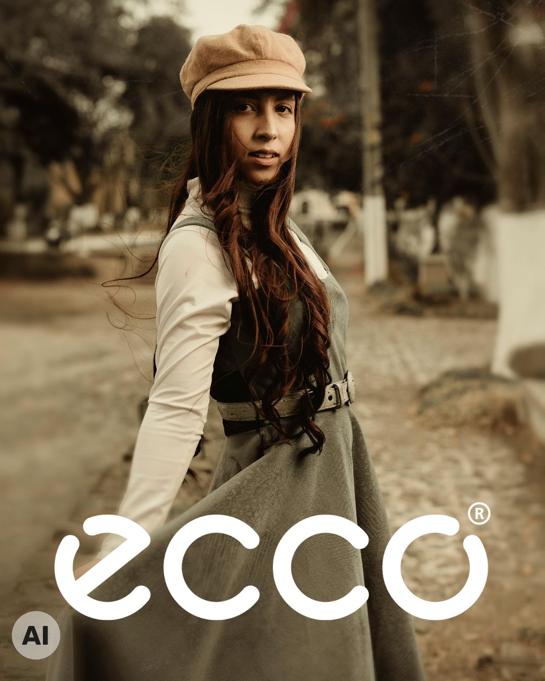 Junge Frau mit ecco Logo