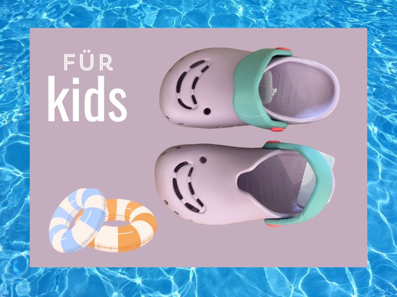 Pooözeit für kids mit Badeschlappe und Schwimmreifen
