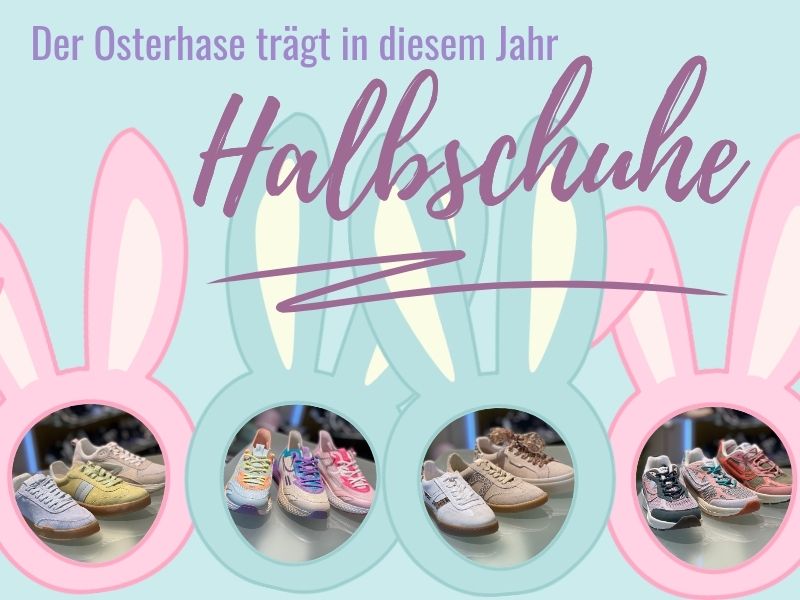 collage mit osterhasen und fotos von hablschuhen