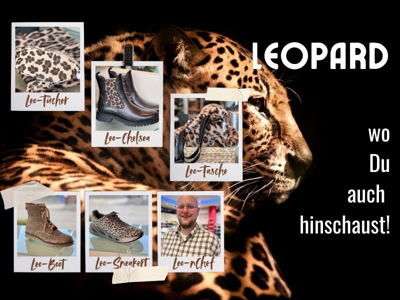 Collage mit Produkten in Leopardenmuster