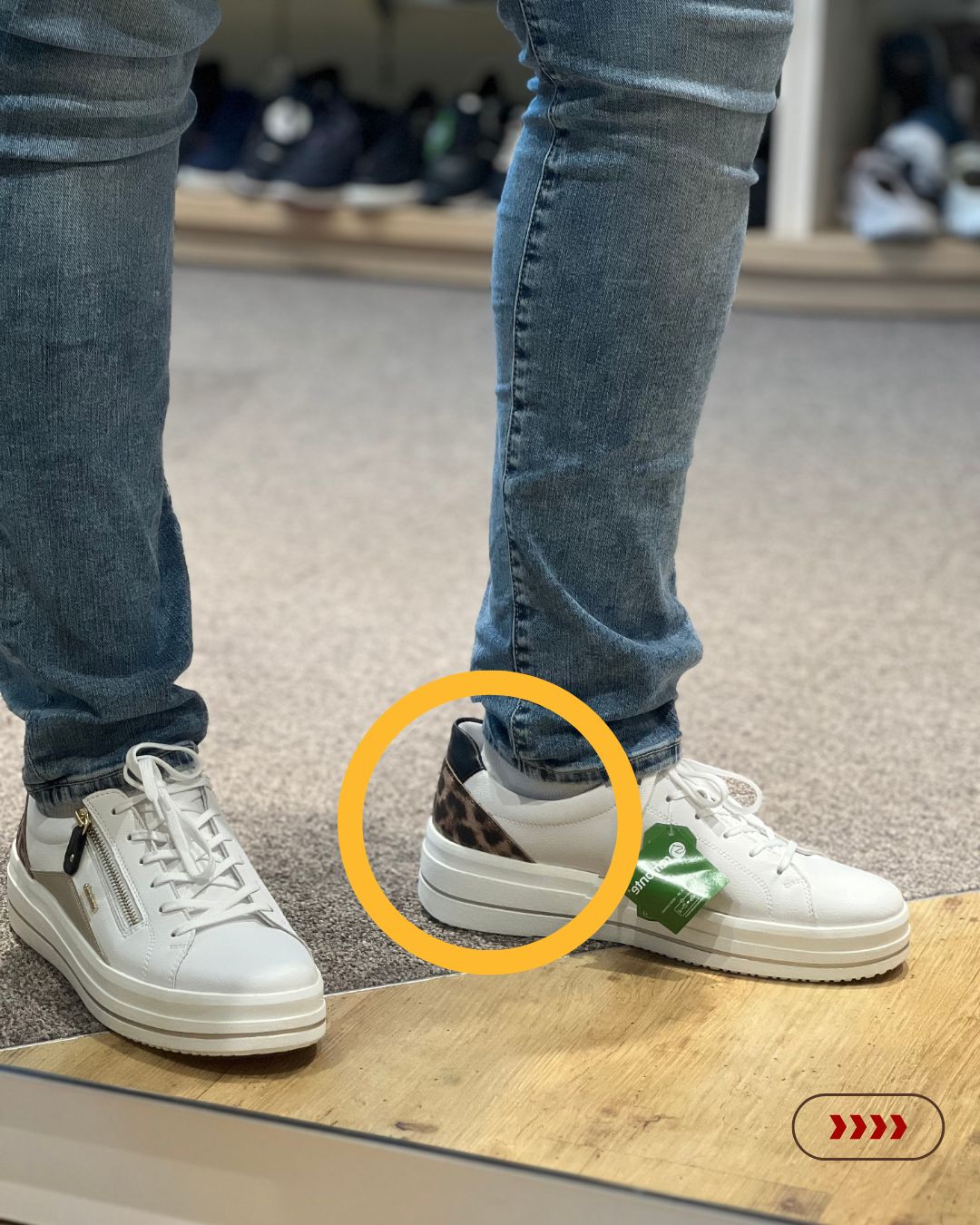 Ansicht Schuh mit weiter Ferse